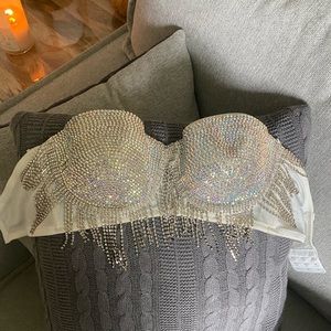 White beaded bra size Medium- Windsor. Perfect for angel Halloween Costume!